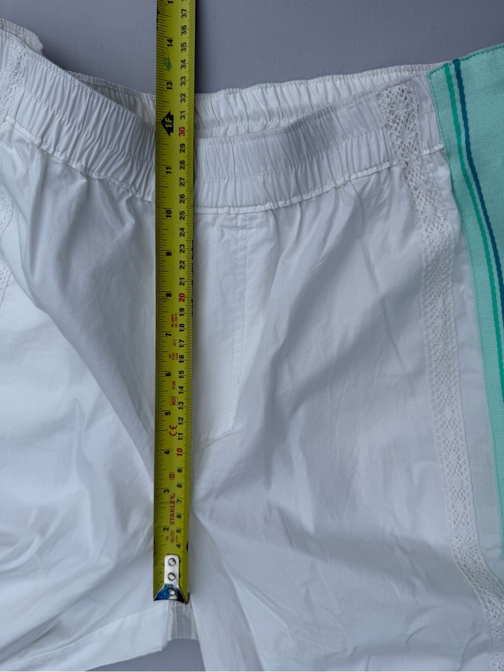 Free People White Wide Leg Pants with Mint Green Stripes - Picture 7 of 10